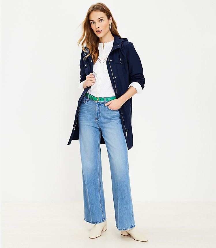 High Rise Wide Leg Jeans in Authentic Mid Indigo Wash | LOFT