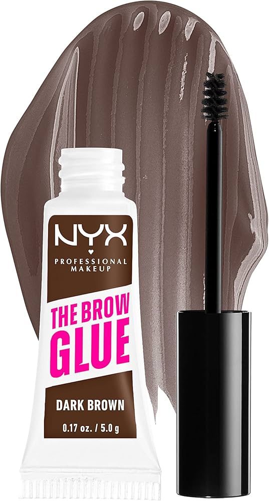 NYX PROFESSIONAL MAKEUP The Brow Glue, Extreme Hold Tinted Eyebrow Gel - Dark Brown | Amazon (US)