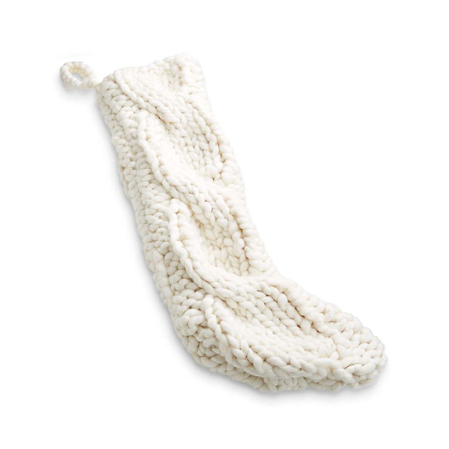Cozy Ivory Knit Christmas Stocking + Reviews | Crate & Barrel | Crate & Barrel
