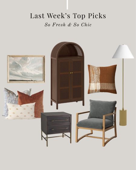 Last week’s top sellers!
-
Fall home decor - sling arm chair - velvet arm chair - floor lamp with white shade - brass floor lamp - Fall plaid throw pillows - throw pillow combination - cloud vintage painting - affordable wall art - curved wood cabinet - cane door cabinet - dark brown cabinet - Opalhouse - Target - Threshold - Overstock - Etsy - living room decor - cane drawer nightstand - black accent table - kids room art 

#LTKSeasonal #LTKhome #LTKunder100