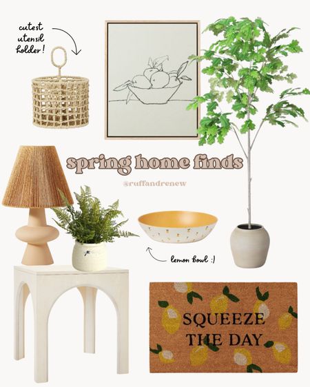 Spring home / spring decor / spring at target / lemon decor / faux plants / side table / end table / rattan lamp / seasonal home

#LTKunder50 #LTKhome #LTKSeasonal