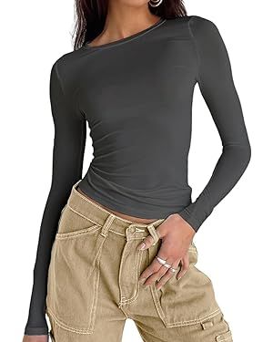 Women's Casual Basic Going Out Crop Tops Slim Fit Short Sleeve Crew Neck Tight T Shirts | Amazon (US)