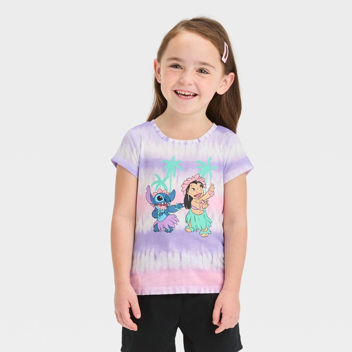 Toddler Girls' Disney Lilo & Stitch Short Sleeve Graphic T-Shirt - Pink/Purple | Target