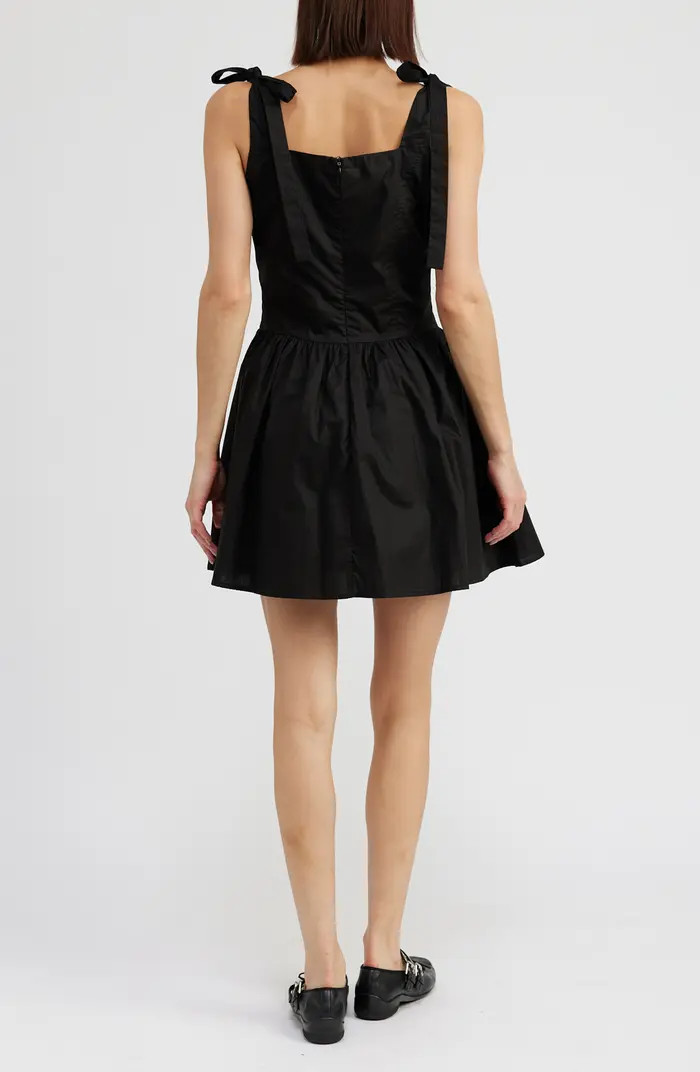 En Saison Charlie Tie Strap Cotton Poplin Minidress | Nordstrom | Nordstrom
