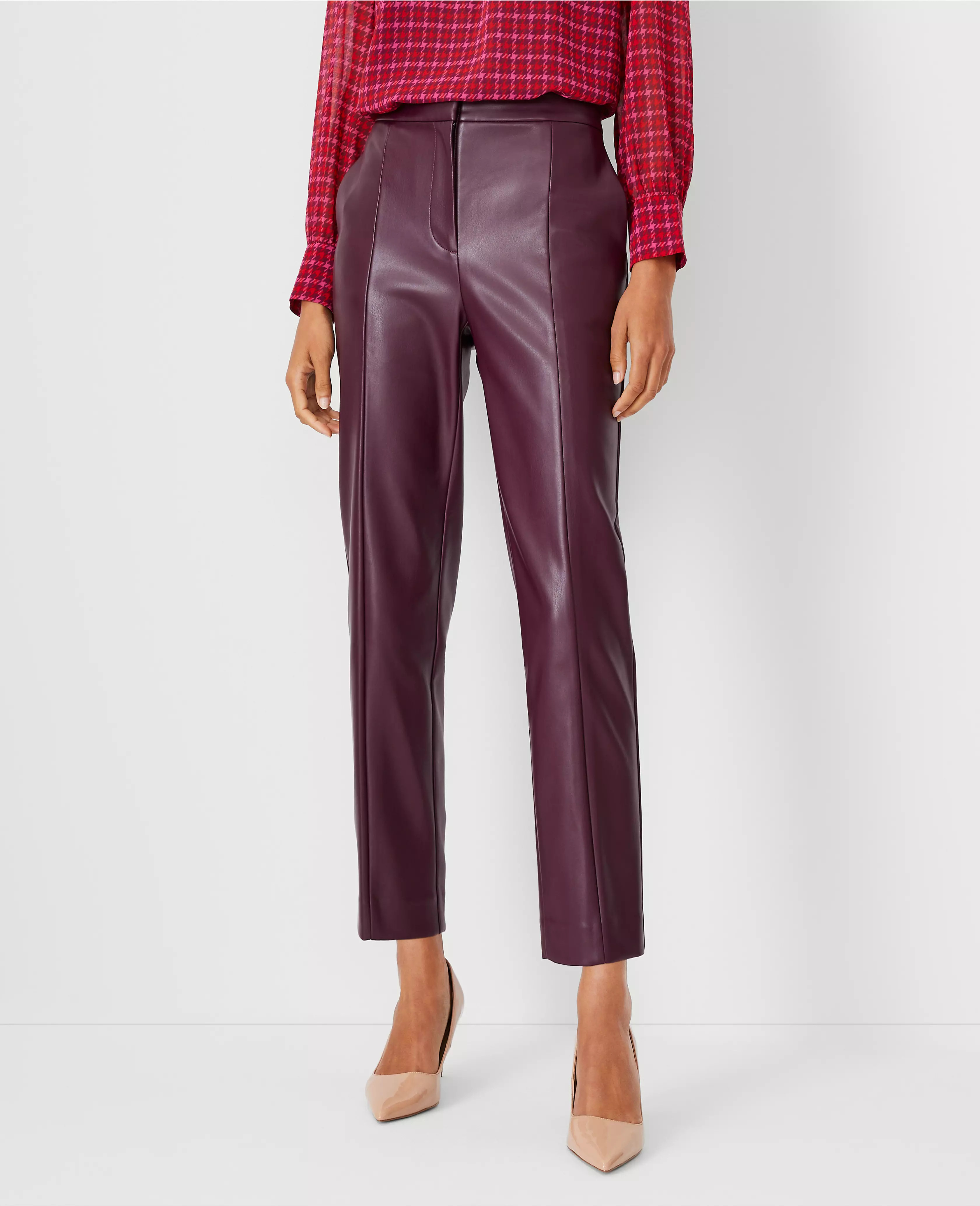 The High Rise Eva Ankle Pant in Faux Leather | Ann Taylor (US)