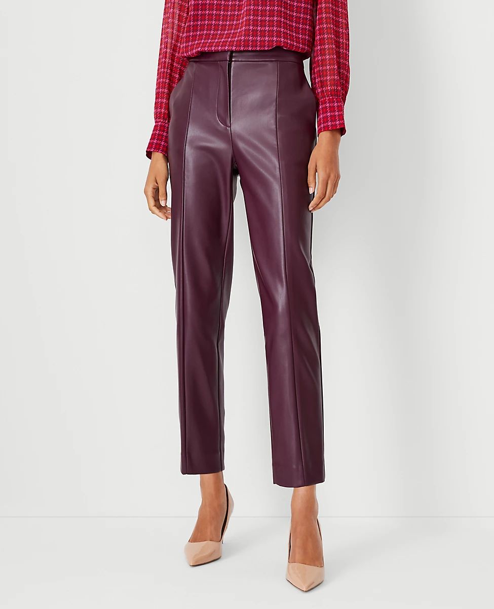 The High Rise Eva Ankle Pant in Faux Leather | Ann Taylor (US)