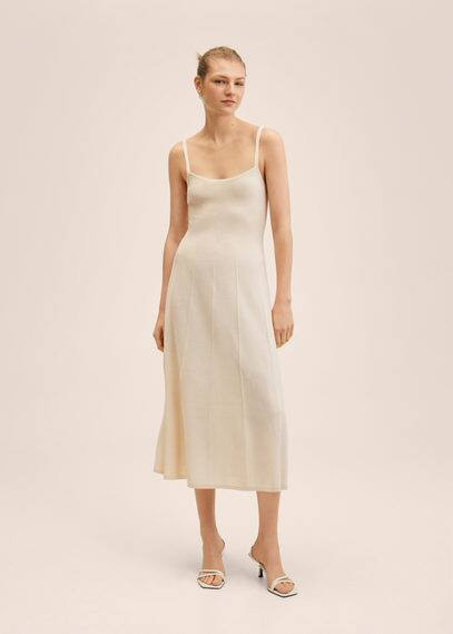 Fine knitted dress sand - Woman - 8 - MANGO | MANGO (UK)