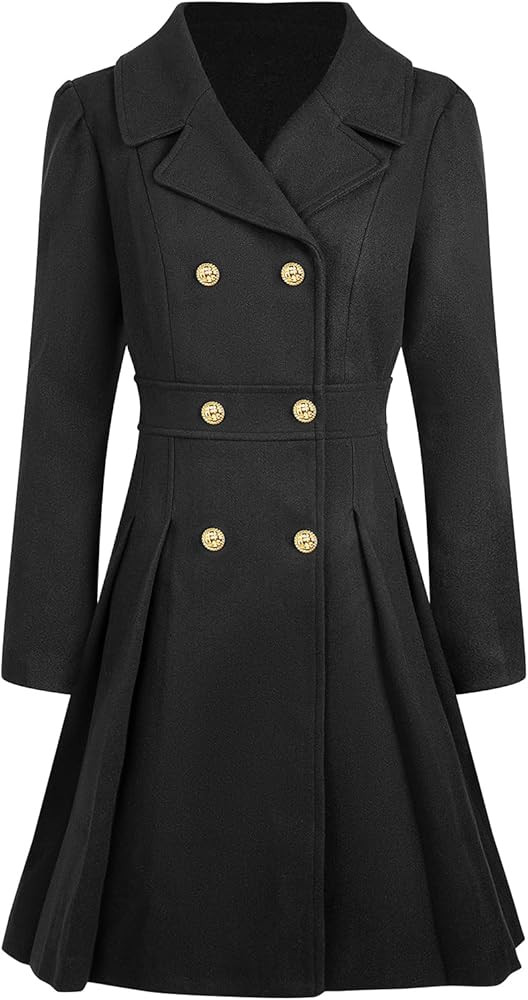 2025 Winter Coats for Women Double Breasted Lapel with Pockets A-line Coat | Amazon (US)