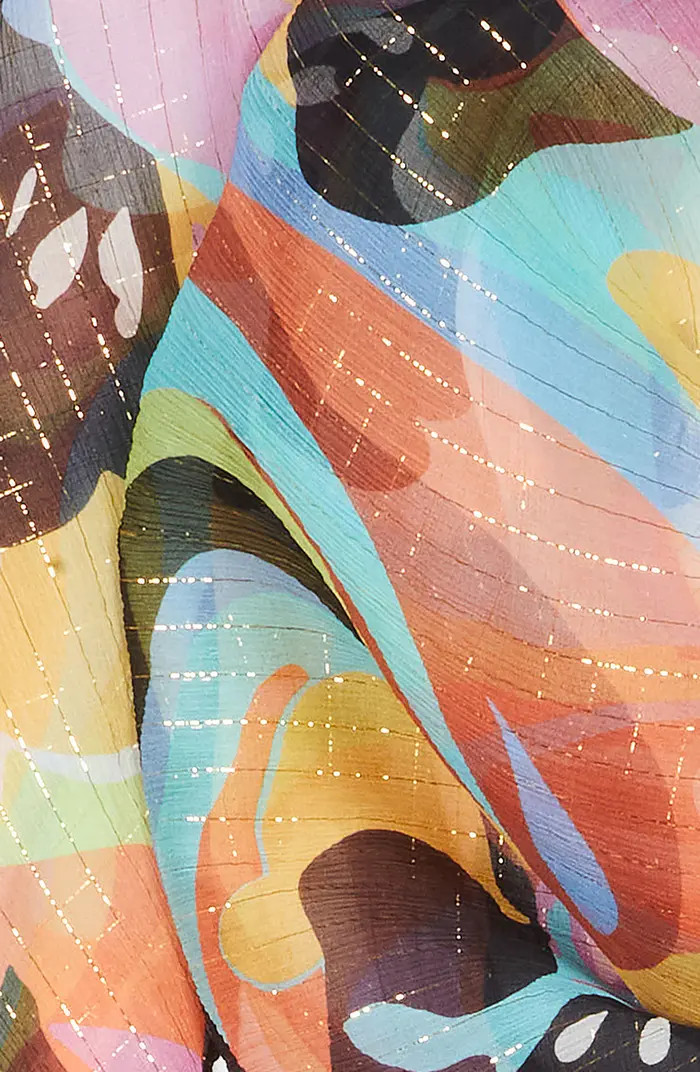 Floral Wave Metallic Silk Scarf | Nordstrom