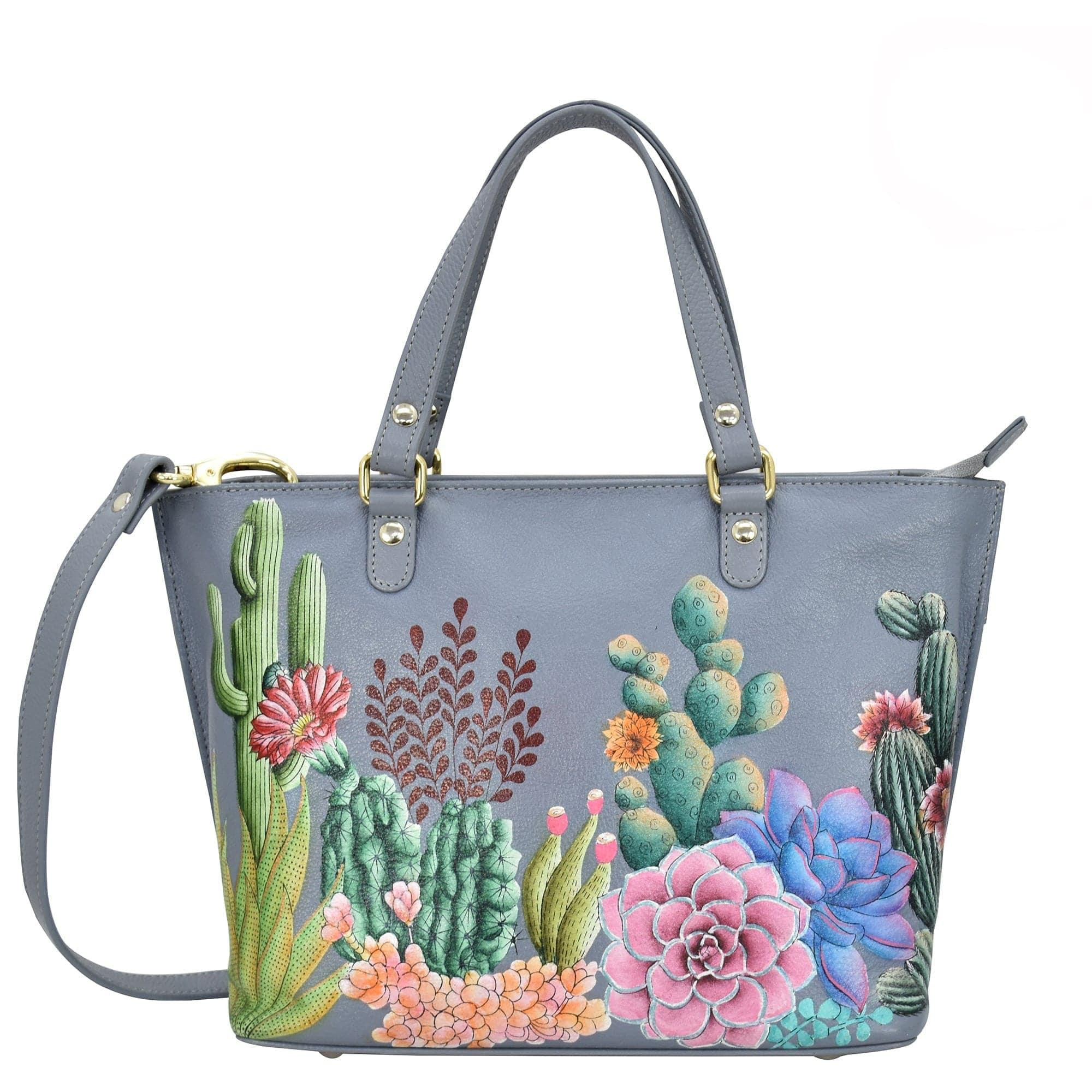 Buy Desert Garden Leather Hand Painted Medium Tote - 693 – Anuschka Leather | Anuschka 