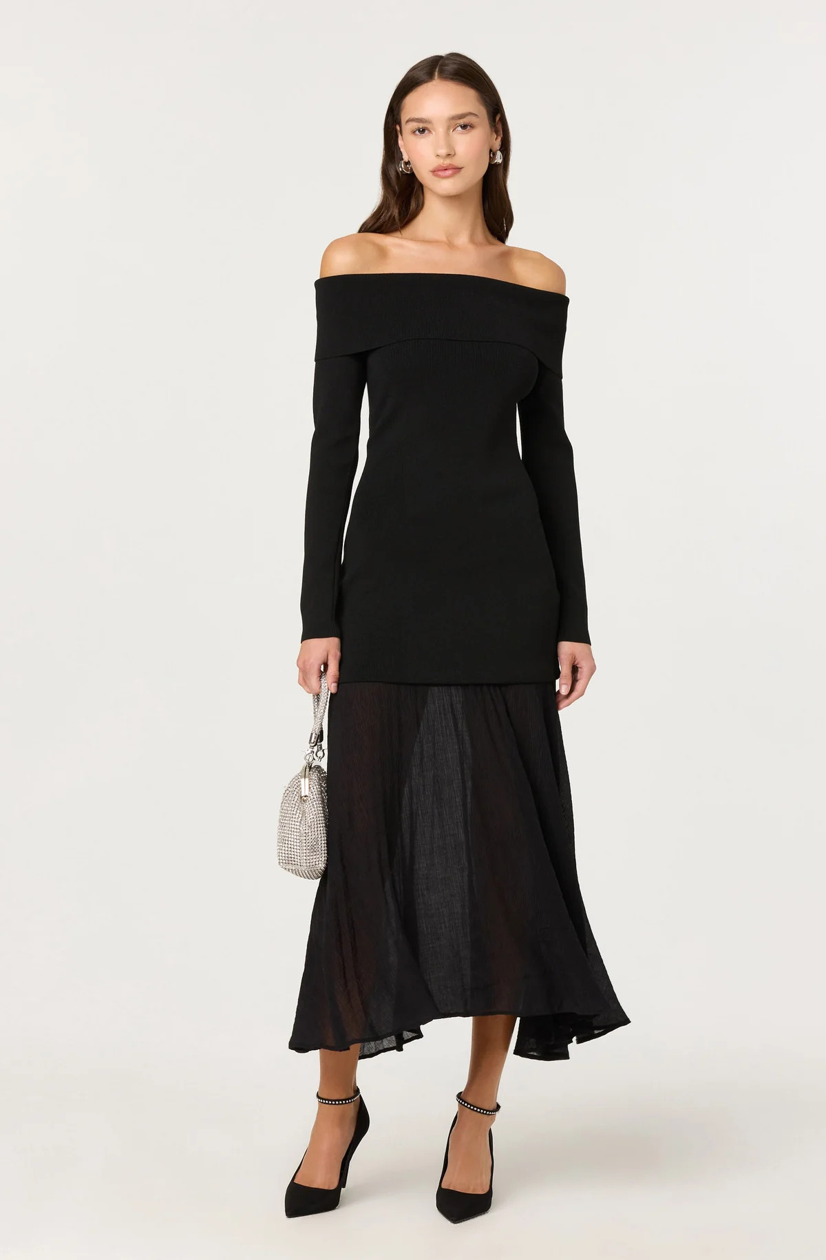 Lidia Mixed Media Maxi Dress - Black / XS | ASTR The Label (US)