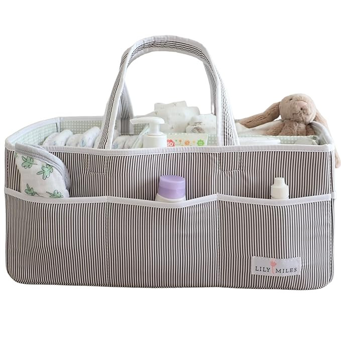 Lily Miles Baby Diaper Caddy - Organizer Tote for Infant Boy or Girl - Baby Shower Basket - Nurse... | Amazon (US)
