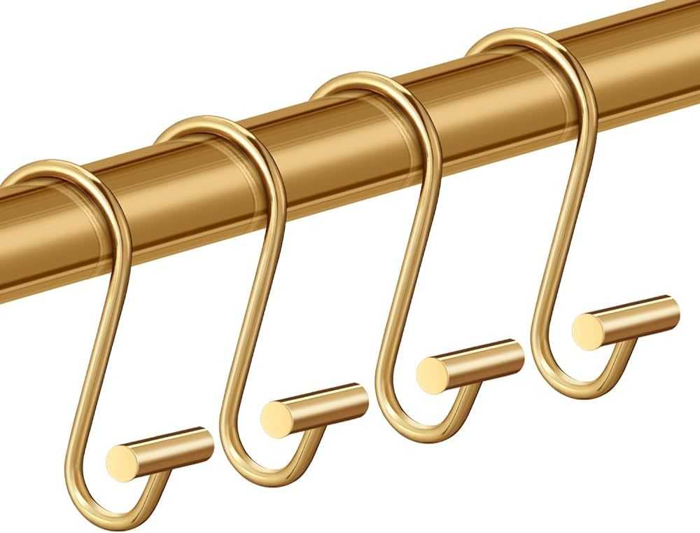Gold Shower Curtain Hooks Rings , Decorative Rings for Bathroom Rod , Set of 12 Premium Rust-Resi... | Amazon (US)