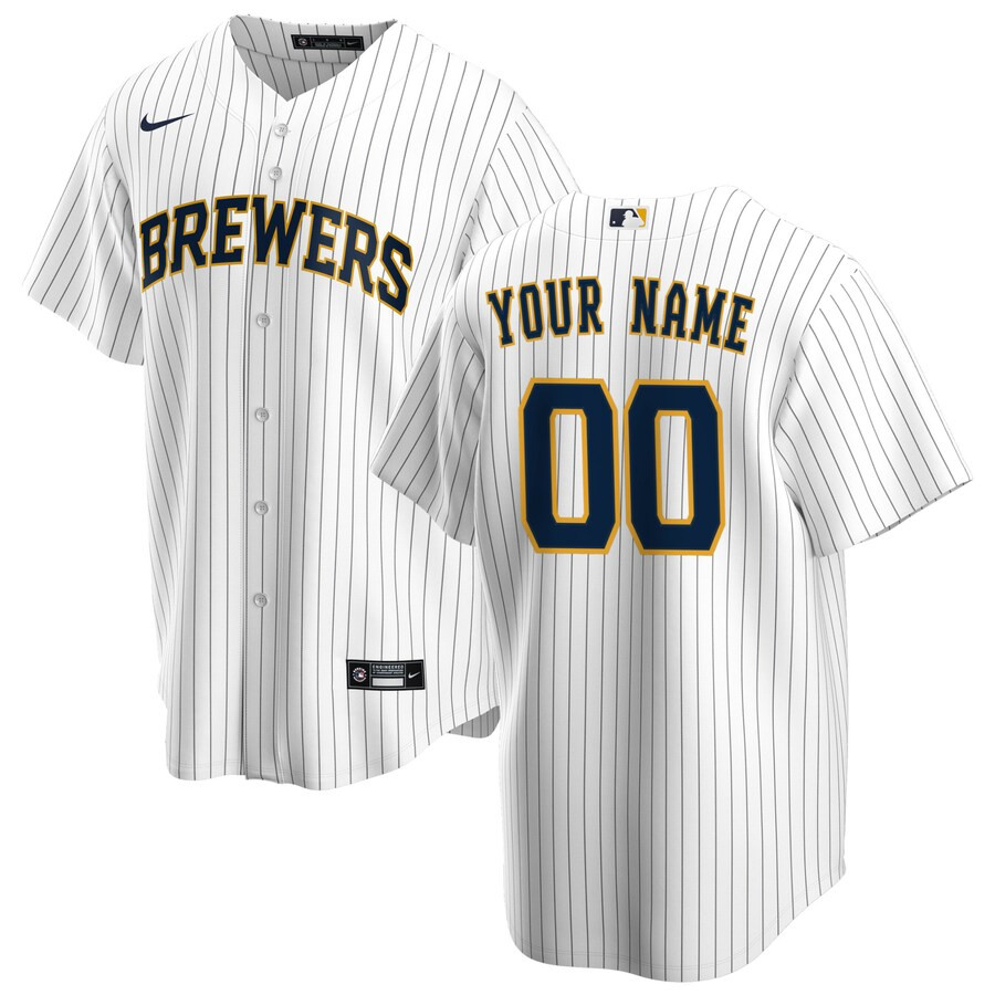 Men's Milwaukee Brewers Nike White Alternate Replica Custom Jersey | MLB Shop