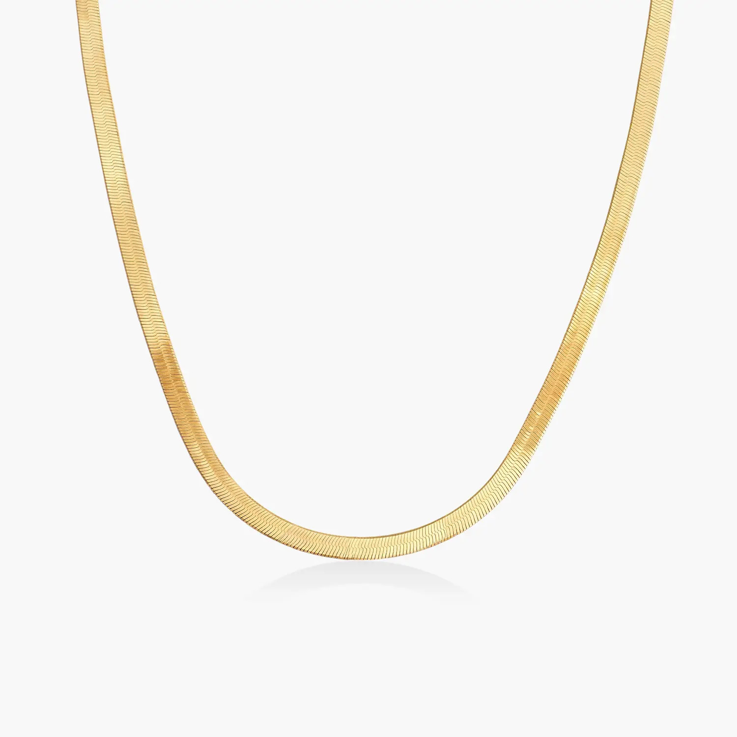 Herringbone Chain Necklace- 14k Solid Gold | Oak & Luna (US)
