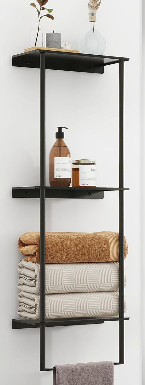 Towel Storage for Bathroom, 3 Tier Towel Rack with Shelf and Towel Bar, Wall Mounted Towel Racks ... | Amazon (US)