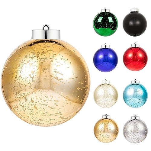 XmasExp Large Christmas Ball Ornaments,1pcs Gold Giant Shatterproof Plastic Hanging Mercury Xmas Ball Decorations Christmas Tree Ornaments (Gold, 8") | Amazon (US)