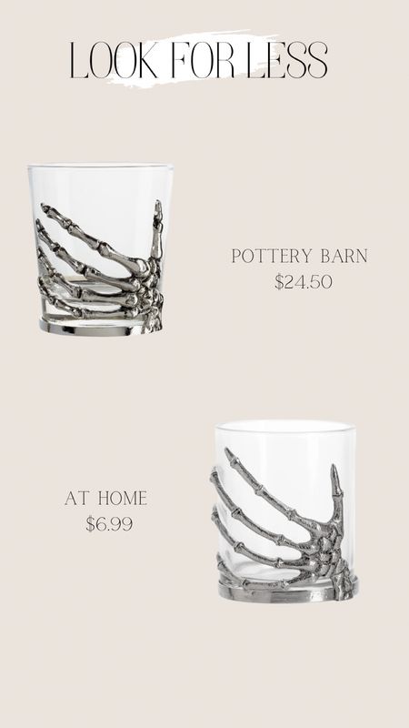 Look for less. These skeleton hand glasses are perfect for your halloween party! The pottery barn ones are $25 each and the dupes from at home are $7 each!! 

#LTKhome #LTKSeasonal #LTKHalloween