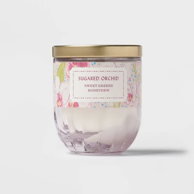 7oz Ribbed Base Glass with Metal Lid Sugared Orchid - Opalhouse™ | Target