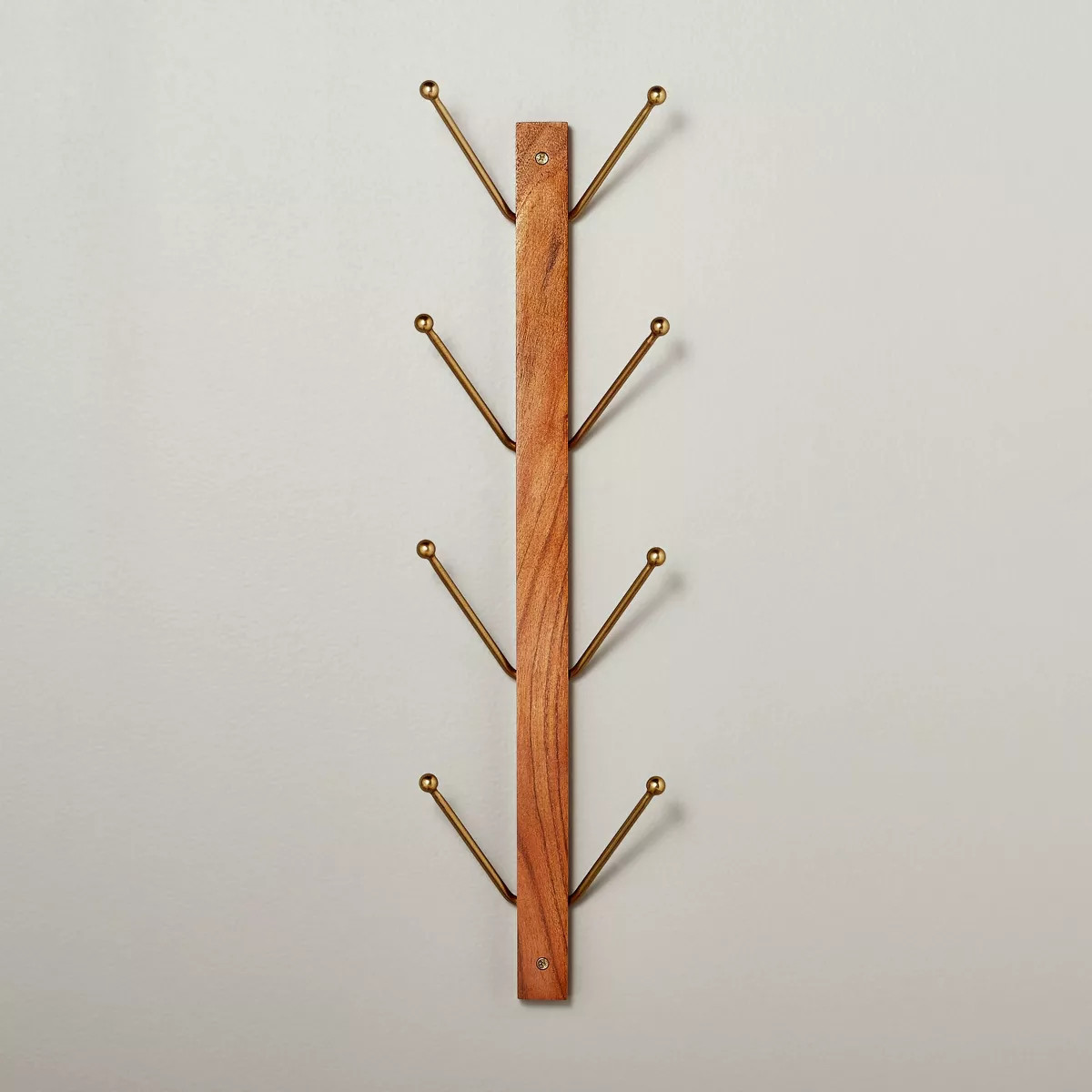 24" Wood & Metal Vertical Wall Rack Brown/Brass - Hearth & Hand™ with Magnolia: Entryway Storag... | Target