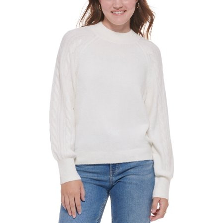 Women s Cable Knit Crewneck Sweater Mascarpone XL | Walmart (US)
