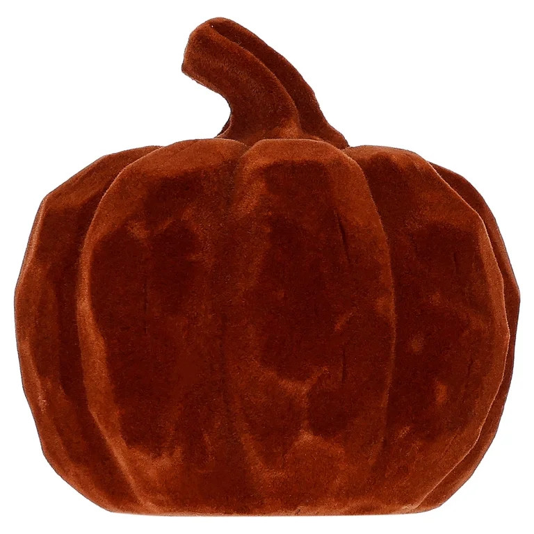 Flocked Resin Pumpkin Tabletop Decoration, Orange, 3", Fall by Way To Celebrate | Walmart (US)