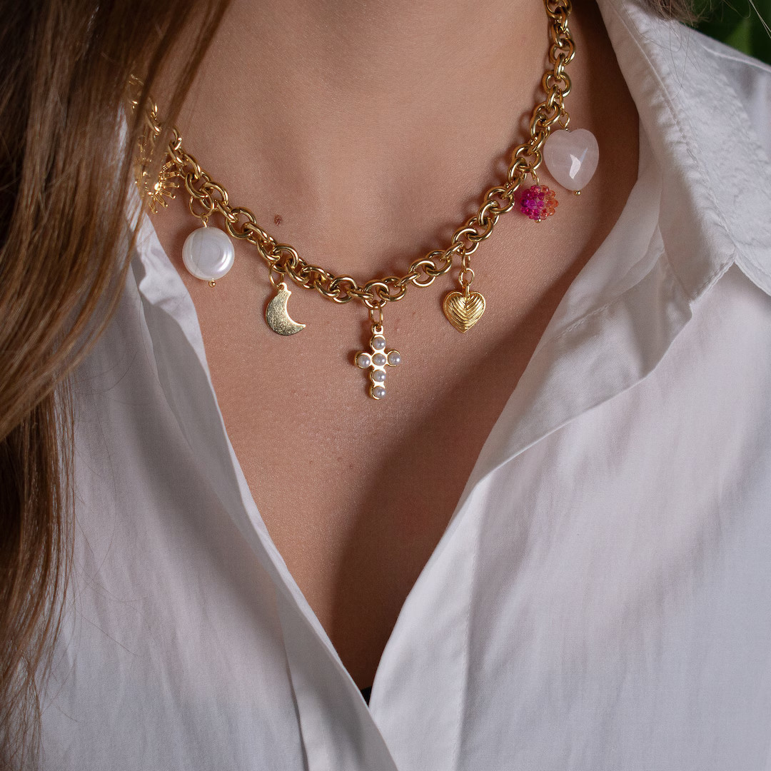 Make Your Own Custom Charm Necklace, Gold Chain Charm Necklace, Vintage Charm Jewelry, Birthday G... | Etsy (US)