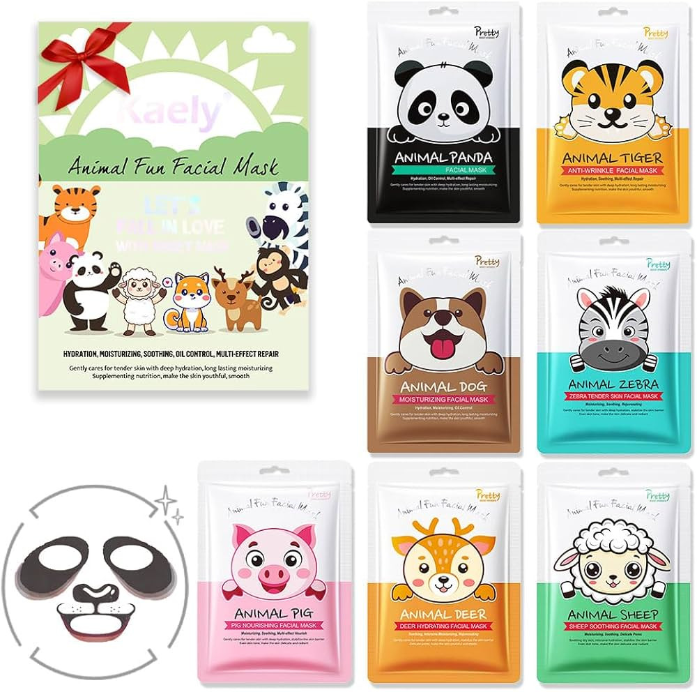 Kaely 7 Pack Kids Face Mask Spa, Animal Face Masks for Kids Teens Women Skincare, Animal Characte... | Amazon (US)