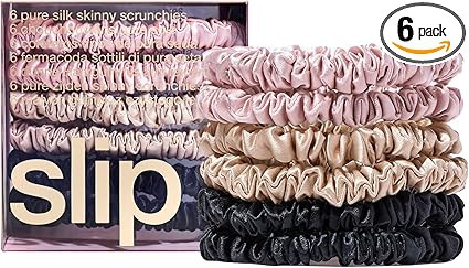 SLIP Silk Skinnie Scrunchies Set - Black, Pink, and Caramel - 100% Pure 22 Momme Mulberry Slipsil... | Amazon (UK)
