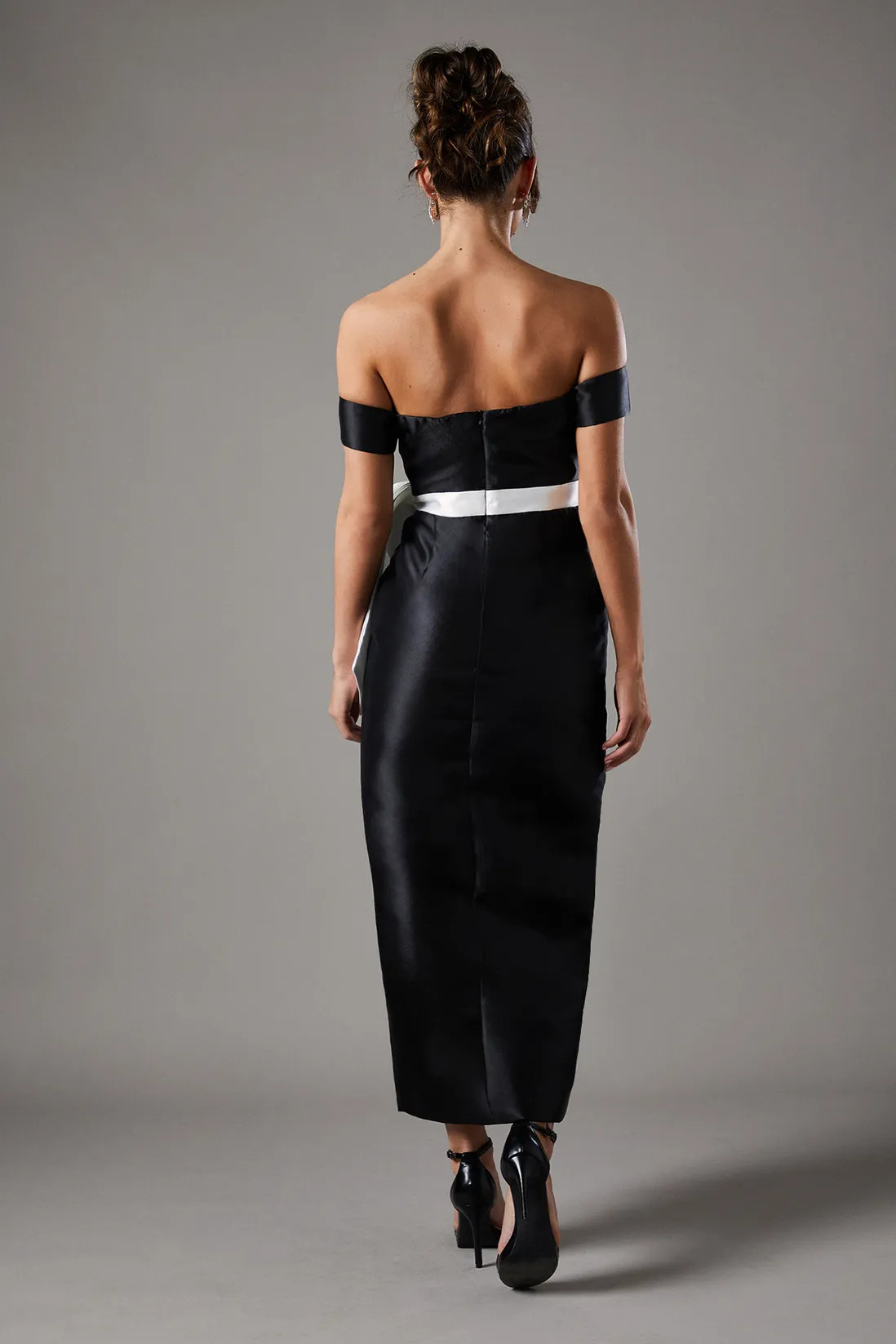 Dresses | Twill Bardot Bow Waist Column Black Dress | Coast | Coast UK & IE