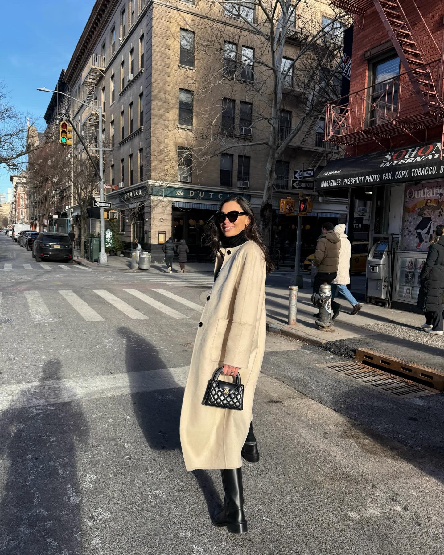 Beige coat, winter coat, taupe coat, winter outfit, Chanel boots. 

#LTKTravel #LTKdayinmylife #LTKootd