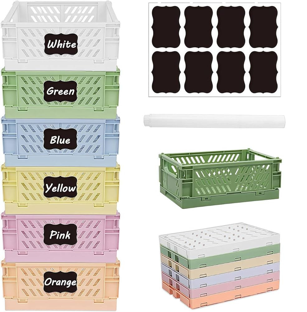 Aiuuee 6 Stücke Klappbox, Aufbewahrungskorb (15 x 9.8 x 5.7 cm) Klappkiste Klein, Stapelbare Auf... | Amazon (DE)