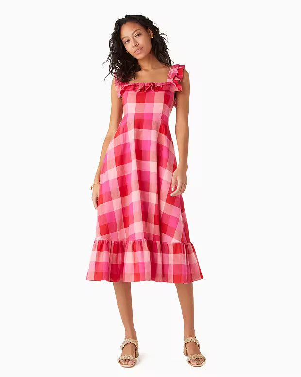 Picnic Woven Ruffle Midi Dress | Kate Spade Outlet | Kate Spade Outlet