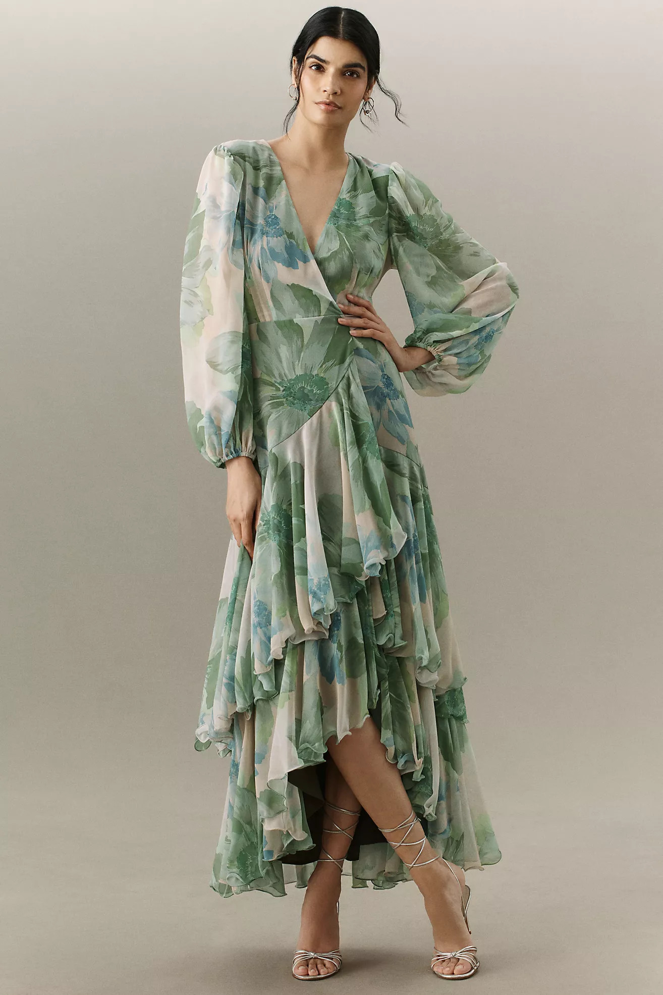 Hutch Helen Chiffon Ruffled Maxi Dress | Anthropologie (US)