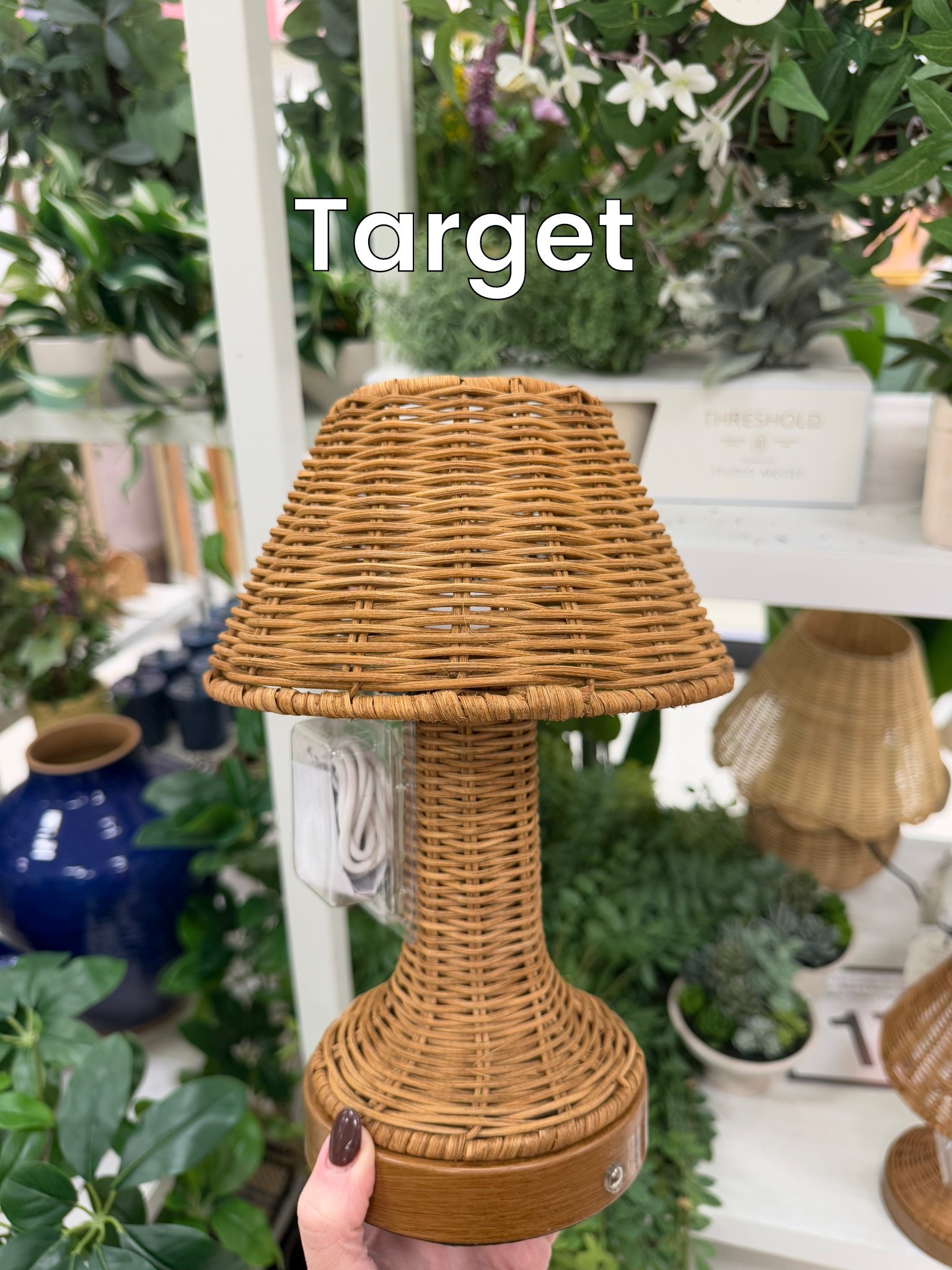 Last year I found portable touch lamps and have several now. They make so many pretty styles and I love how you can move them around without needing an outlet. This rattan lamp from Target had to come home with me! 💡🤎