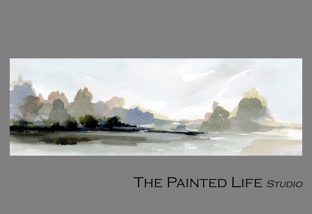 Neutral Colors Panoramic Landscape Print Distant Trees in - Etsy | Etsy (US)