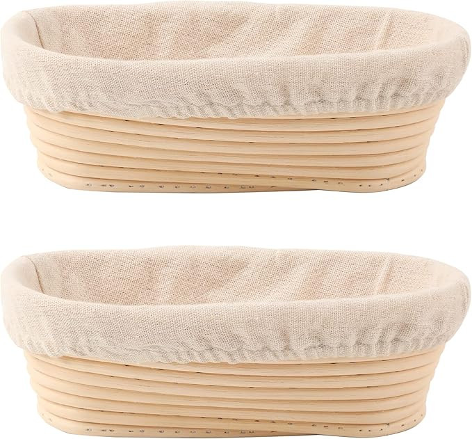 Bread Proofing Baskets Set of 2 10 inch Oval Shaped Dough Proofing Bowls w/Liners Perfect for Pro... | Amazon (US)