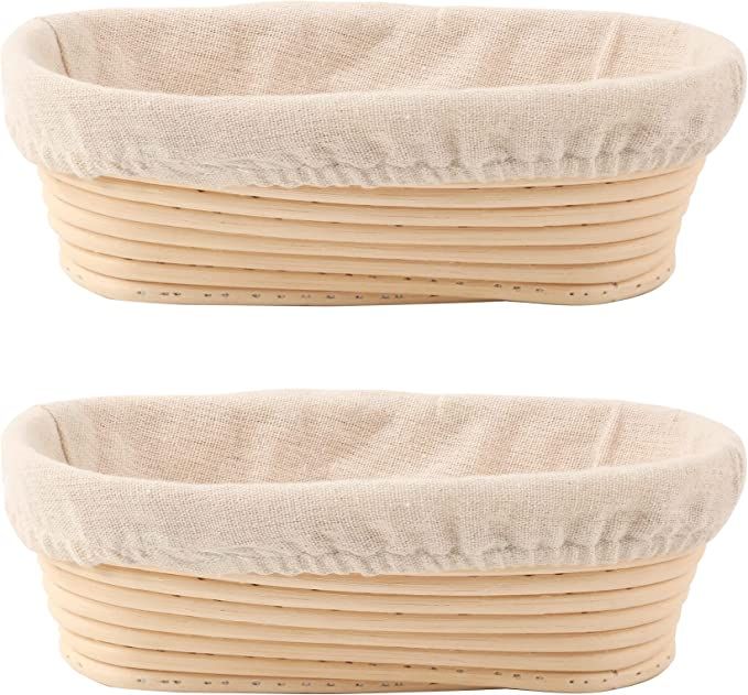 DOYOLLA Bread Proofing Baskets Set of 2 10 inch Oval Shaped Dough Proofing Bowls w/Liners Perfect... | Amazon (US)