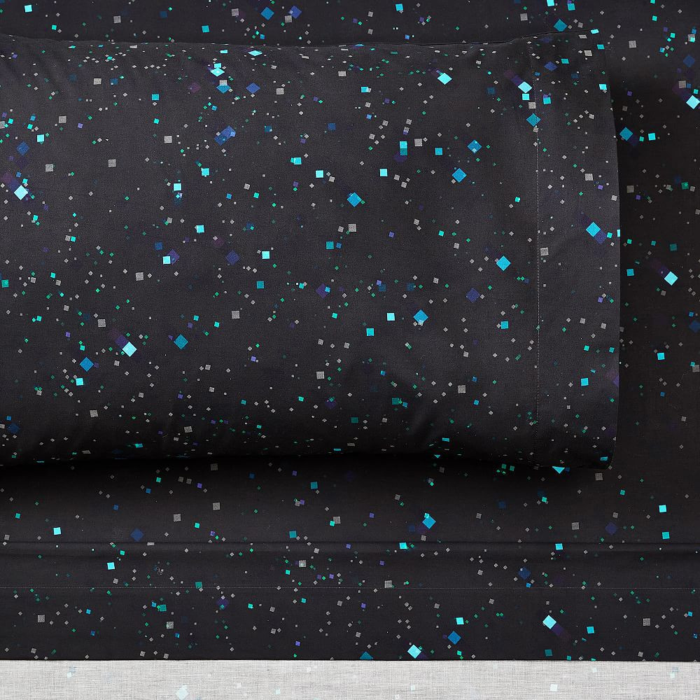 Minecraft Glow In The Dark Portal Texture Sheet Set, Queen, Black Multi | Pottery Barn Teen