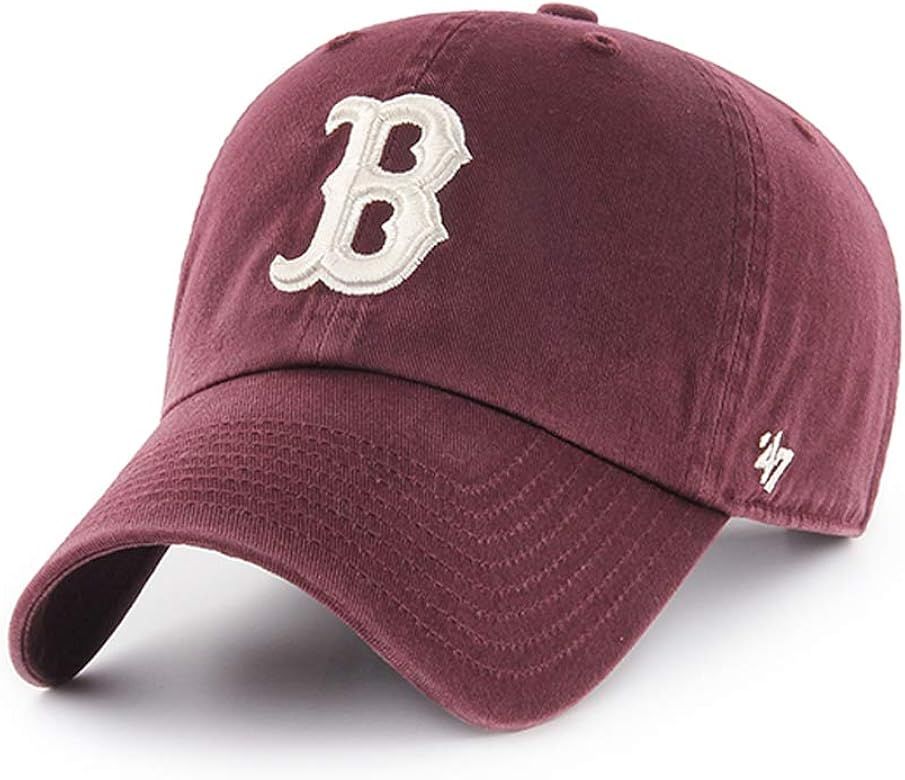 '47 Brand Boston Red Sox Clean Up Hat Cap Dark Maroon/Off White | Amazon (US)