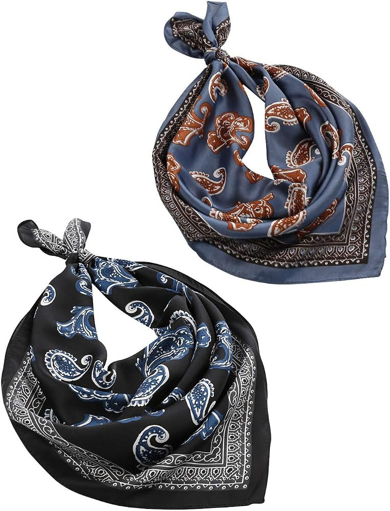 2 Packs Luxury Satin Silk Feeling Hair Scarf, Bandana Scarf, Neckerchief For Women | Amazon (US)