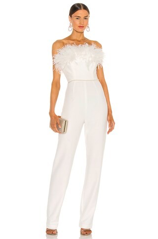 Bronx and Banco Lola Blanc Feather Jumpsuit in White from Revolve.com | Revolve Clothing (Global)