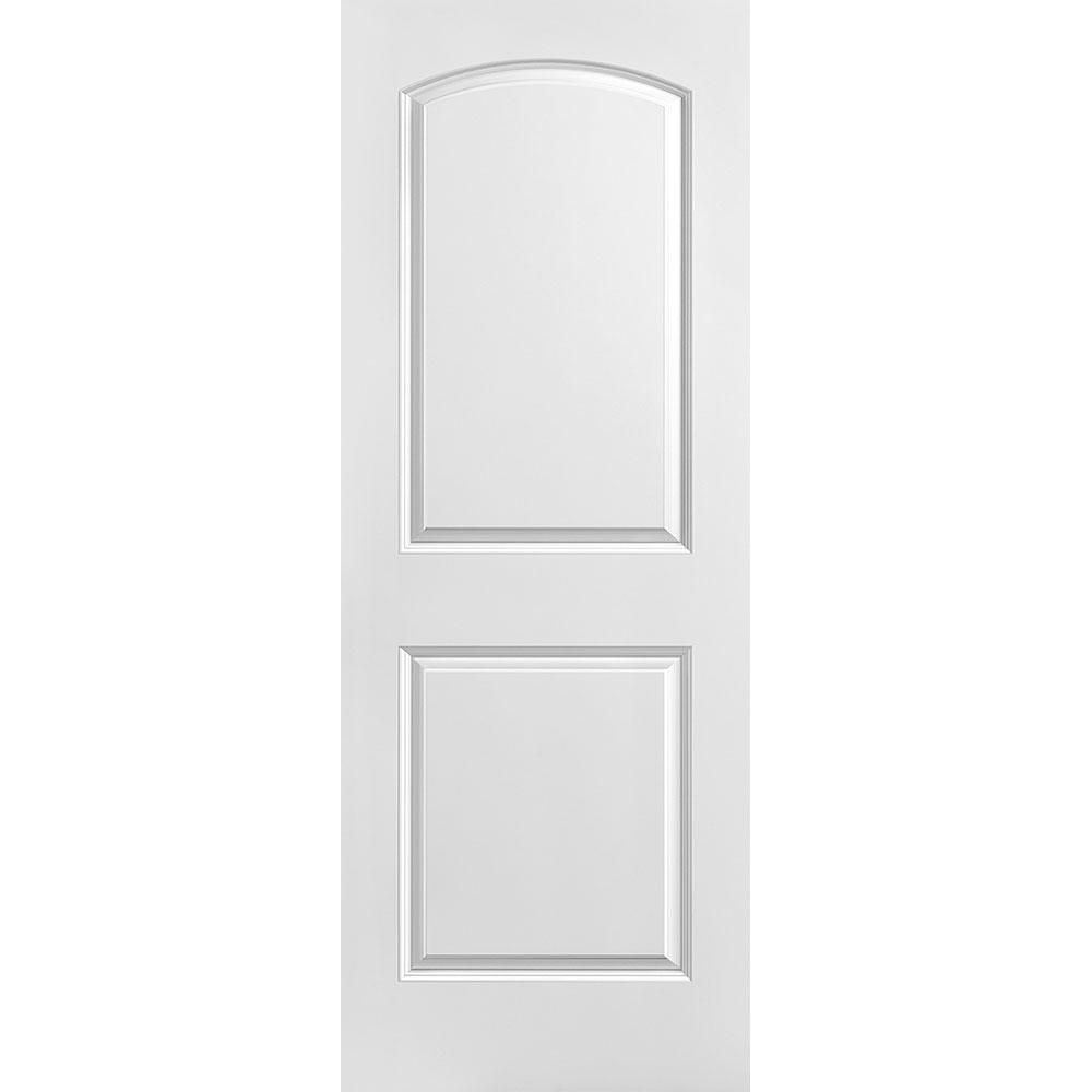 30 in. x 80 in. Roman Smooth 2-Panel Round Top Hollow Core Primed Composite Interior Door Slab | The Home Depot