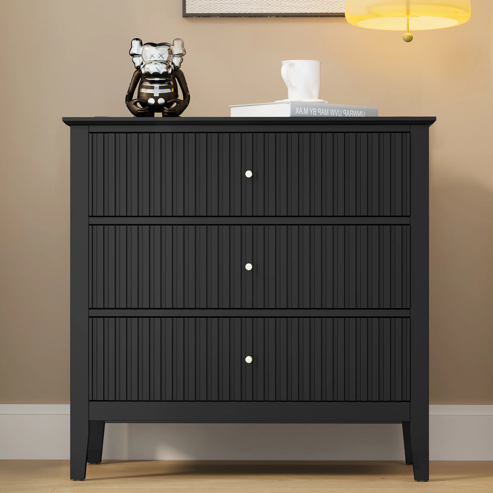 Amberrae Large 3 Drawer Dresser, Wide Chest of Drawers | Wayfair North America