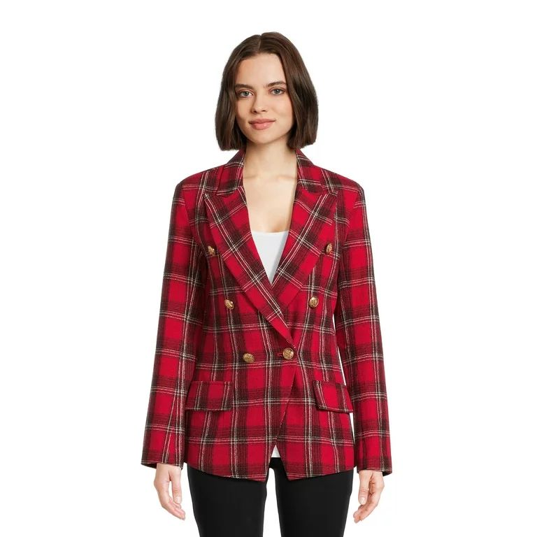 Attitude Unknown Women's and Women's Plus Double Breasted Blazer with Metallic Buttons - Walmart.... | Walmart (US)