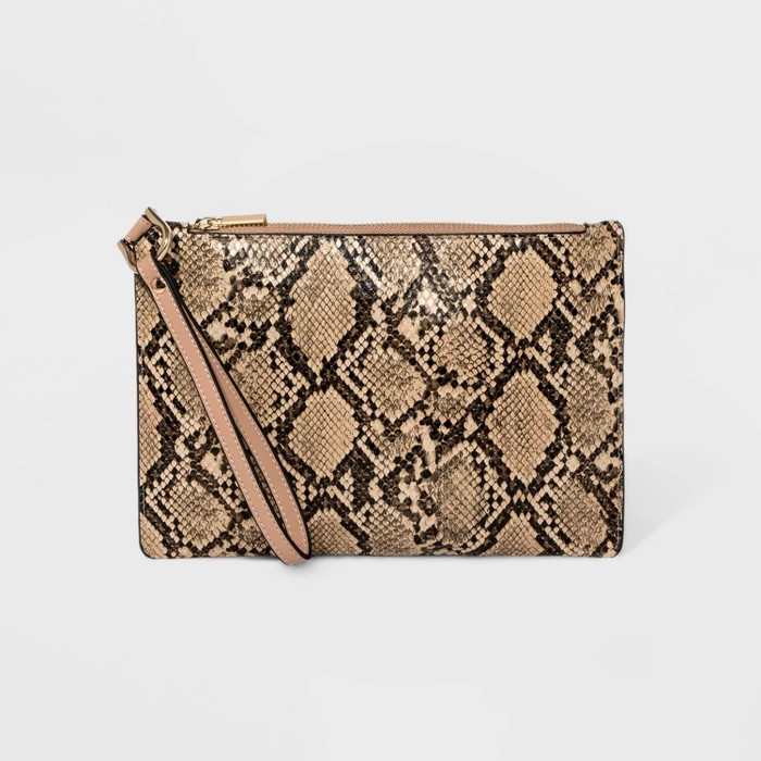 Classic Snakeskin Wristlet Pouch - A New Day™ Brown | Target