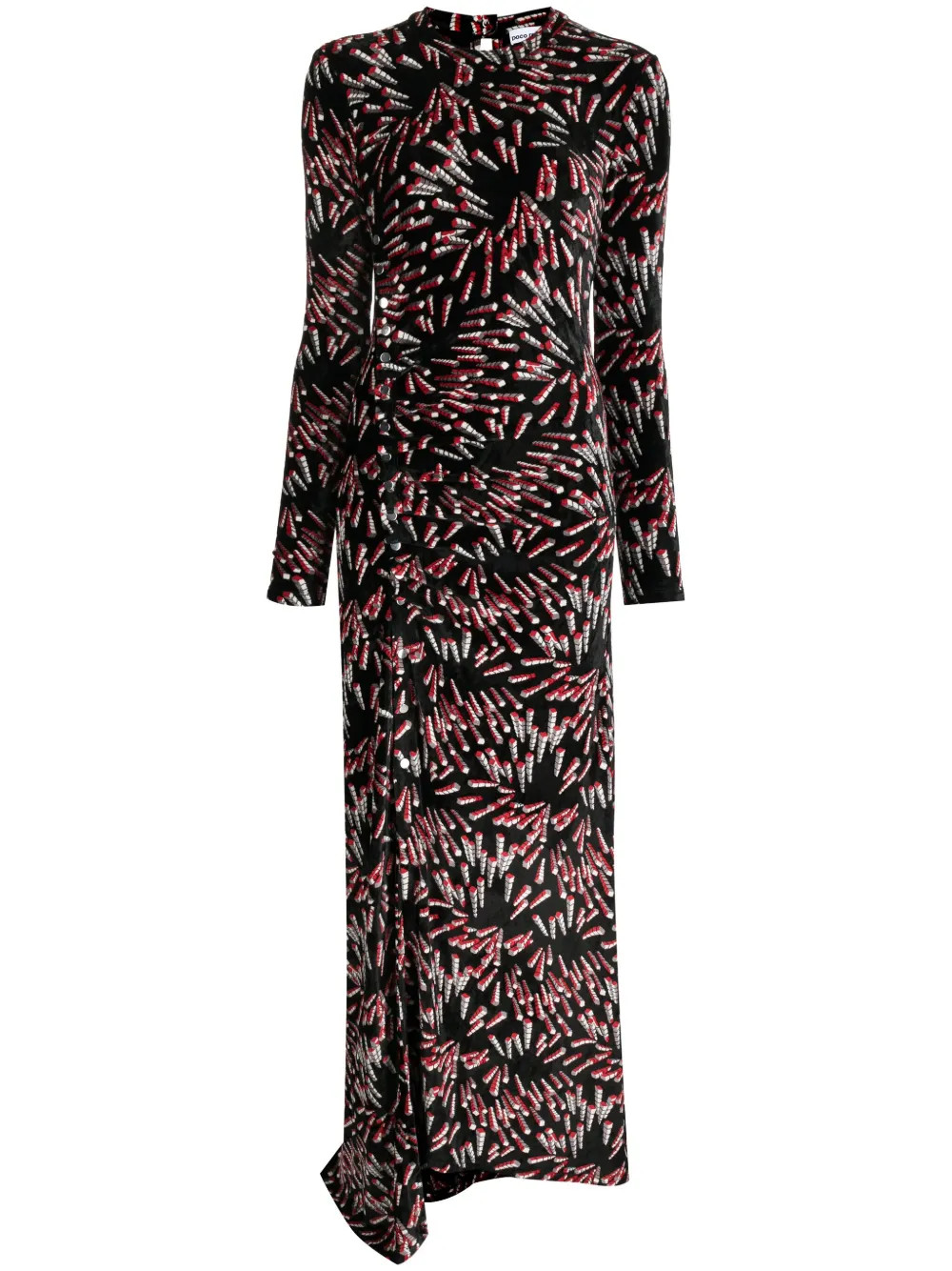 Rabanne graphic-print Velvet Maxi Dress - Farfetch | Farfetch Global