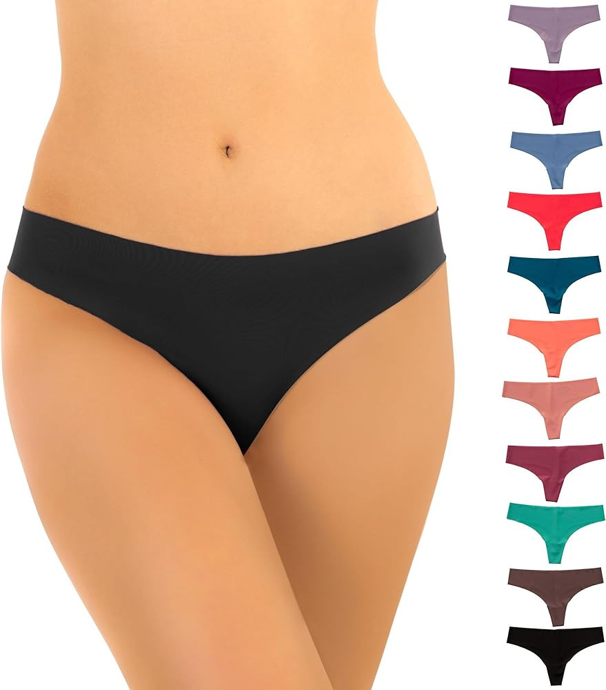 Alyce Ives Intimates Seamless Womens Thongs, No Show Laser Cut Thong- 12 Pack | Amazon (US)