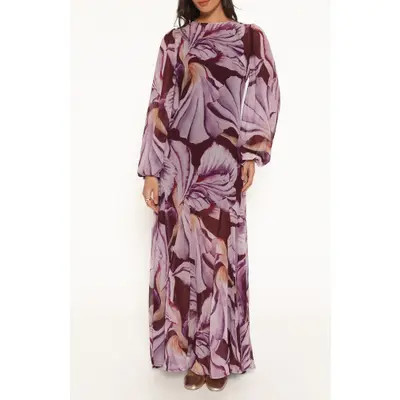 Petal & Pup Keani Floral Long Sleeve Maxi Dress in Plum Floral at Nordstrom, Size Xx-Small | Nordstrom