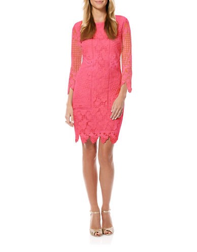 preston & york felicia short sleeve lace sheath dress